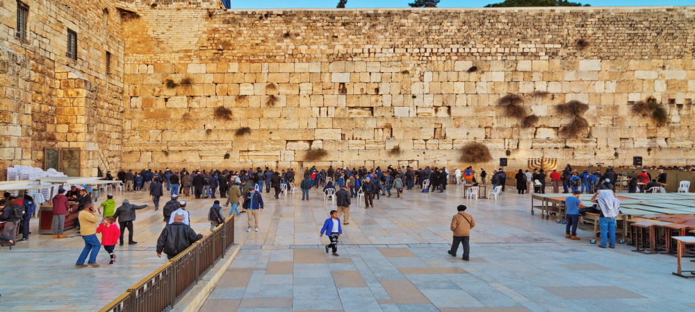 Jewish Hasidic Pray a the Western Wall