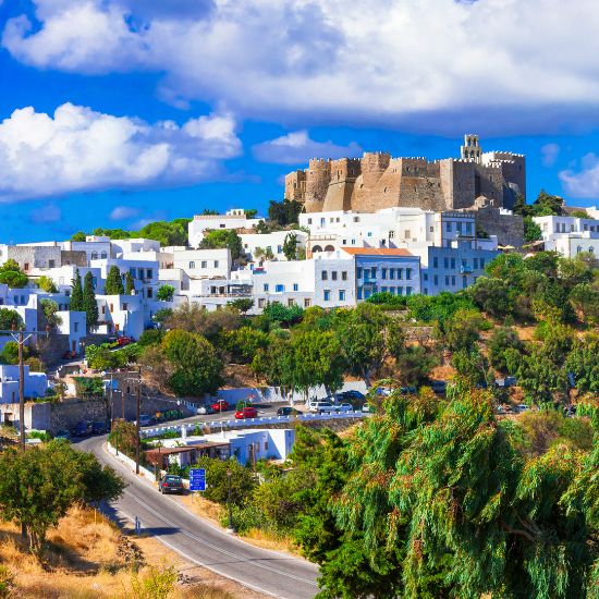 Monastery of st John in Patmos island Dodecanese in Greece